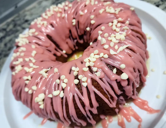 Raspberry White Chocolate Rum Cake